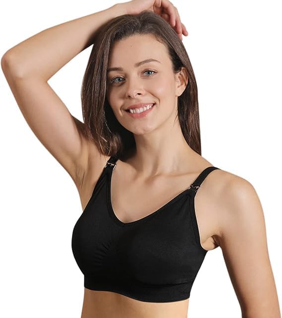 iloveSIA® Abpumpen BH Pump BH Ohne Bügel Milchpumpe BH Nursing Bra Pump Still BH M Farbe Schwarz+sch