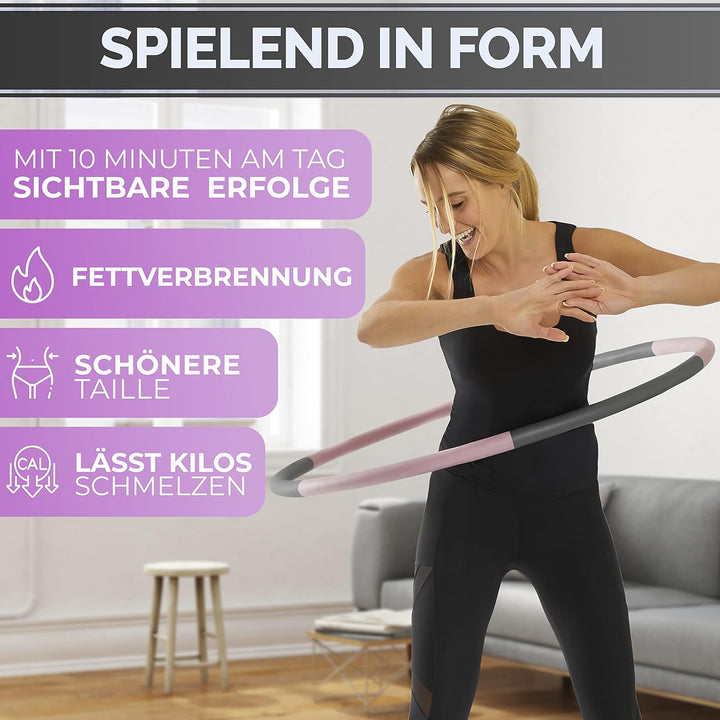 FITCELLENCE® | 1,2kg | 90cm Durchmesser | 5-6 Teile | Hula Hoop Reifen für Erwachsene | zum abnehmen