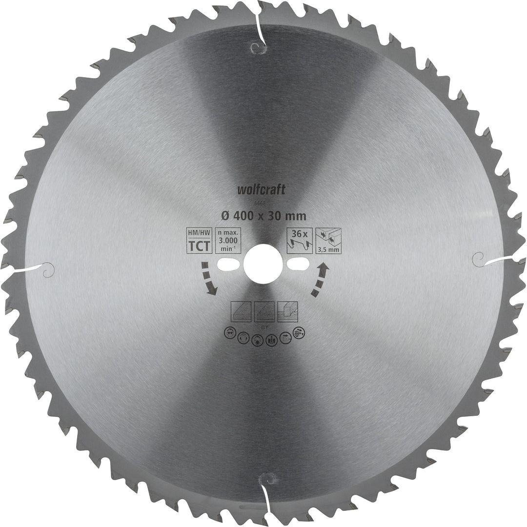 wolfcraft Tischkreissägeblätter Serie grün I 6668000 I Schnelle, mittelgrobe Schnitte ø400mm, ø400mm