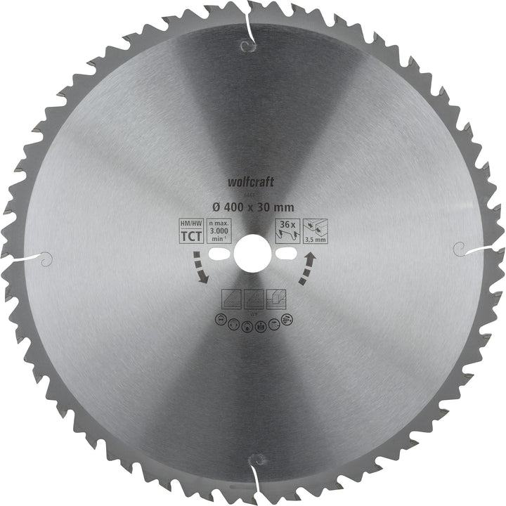 wolfcraft Tischkreissägeblätter Serie grün I 6668000 I Schnelle, mittelgrobe Schnitte ø400mm, ø400mm