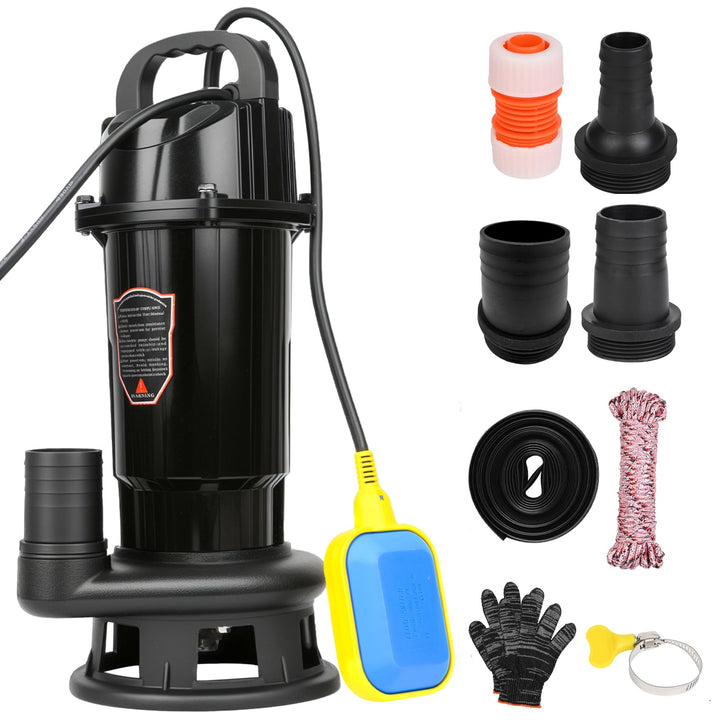 Schmutzwasserpumpe mit integriertem Schwimmerschalter, Abwassertauchpumpe Tauchpumpe 1100W, 10000 L/