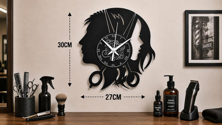 Instant Karma Clocks, Schönheitssalon Wanduhr aus Vinyl Schallplattenuhr mit Friseursalon Barber Sho