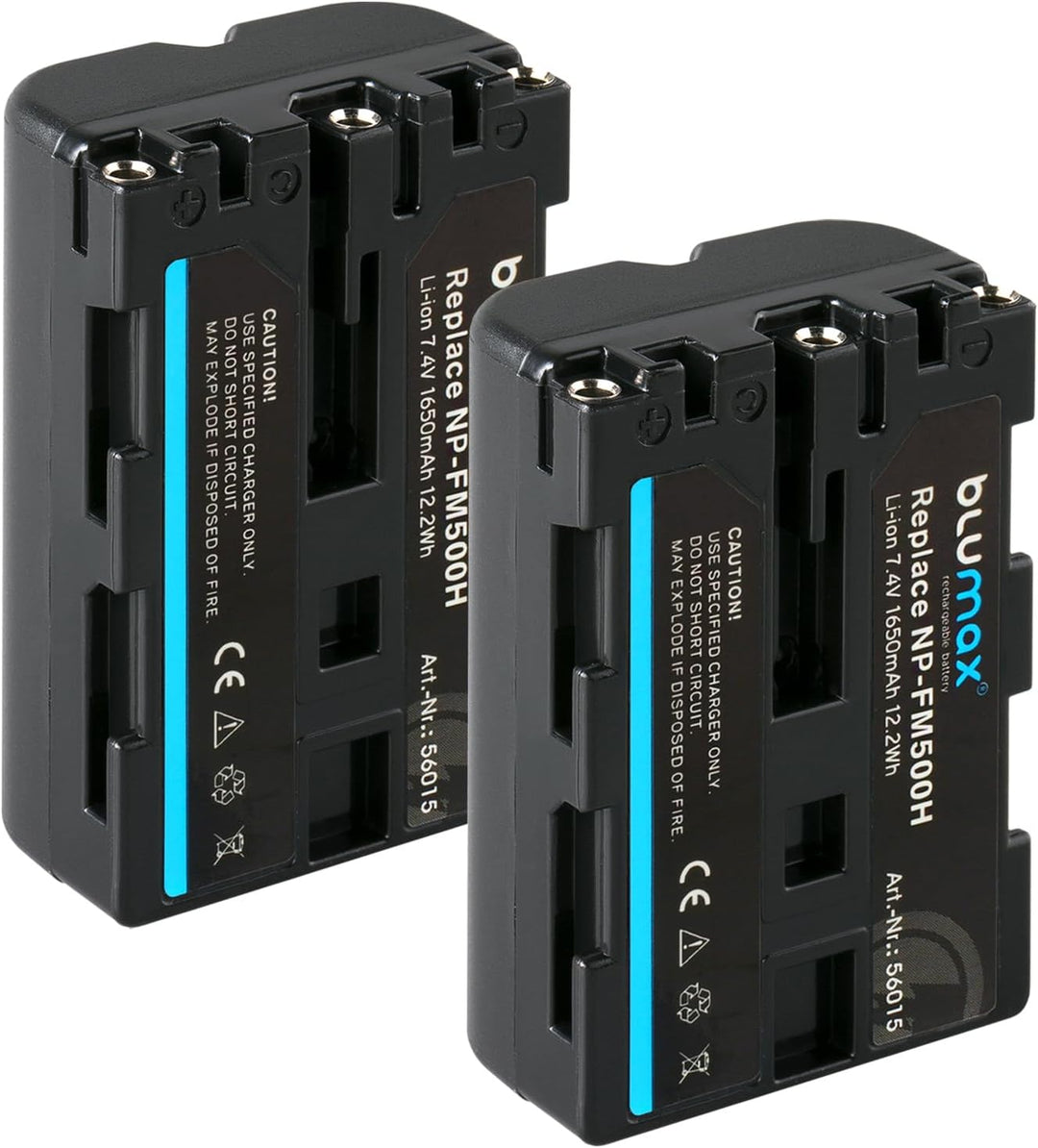 Blumax 2X NP-FM500H (1650mAh) Akku kompatibel mit Sony Alpha A57 A58 A65 A65V A68 A77 A77V A99 A99 I