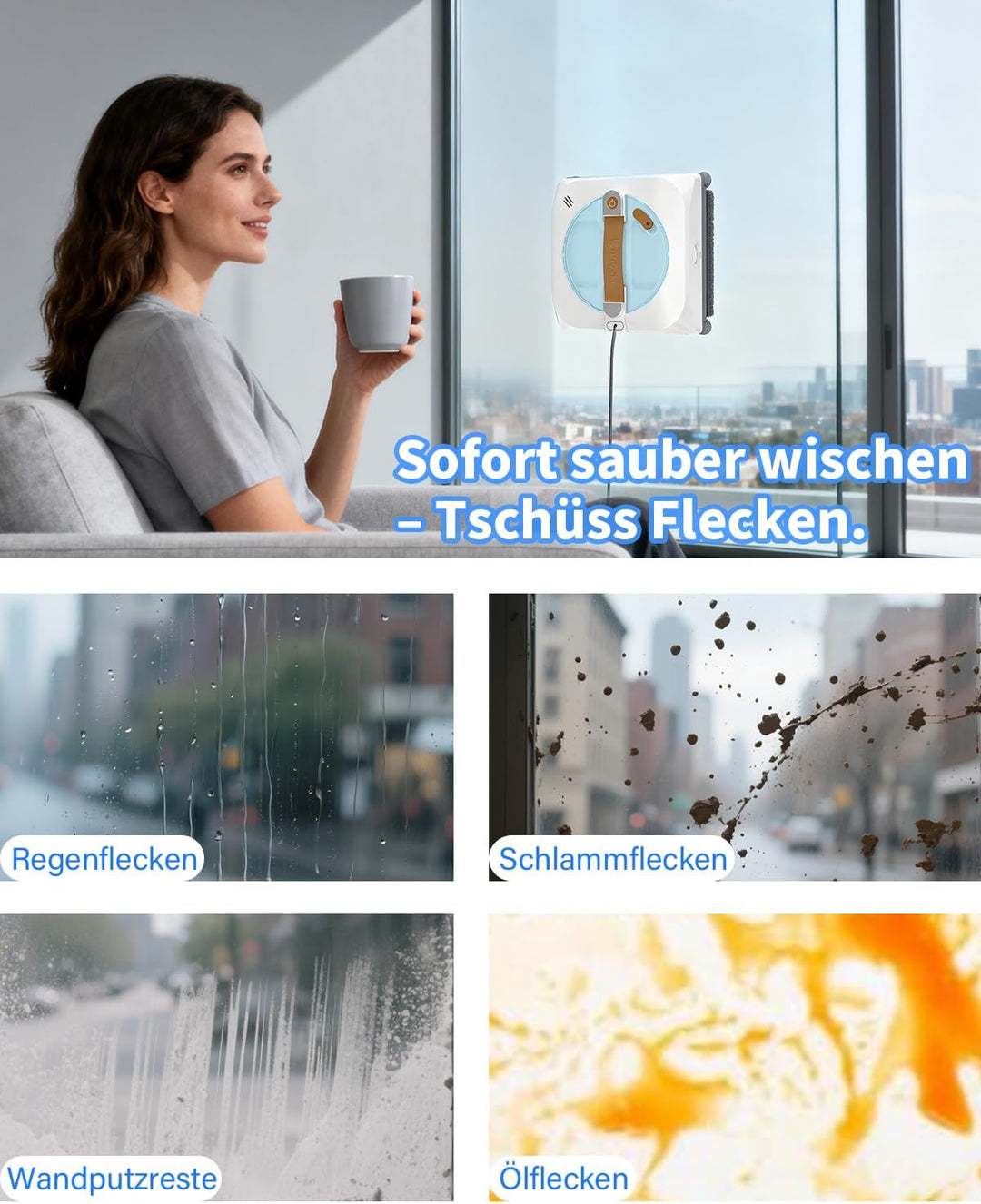 Ersatz-Reinigungstücher für Fensterreinigungsroboter (6er-Pack) – Ultrasaugstark, Einfach zu Montier