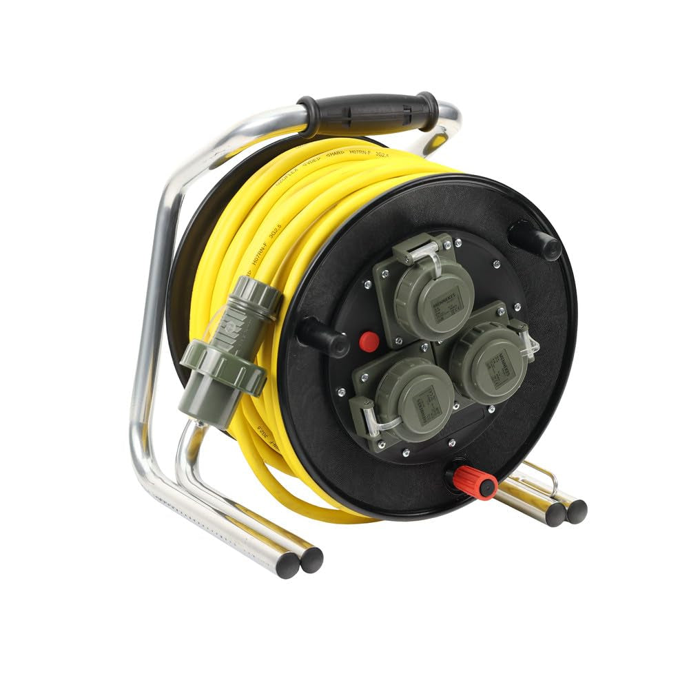 Dönges Leitungsroller Feuerwehr, DIN 14680, 230 V (Kabeltrommel Verlägerungsleitung Vollgummi-Leitun