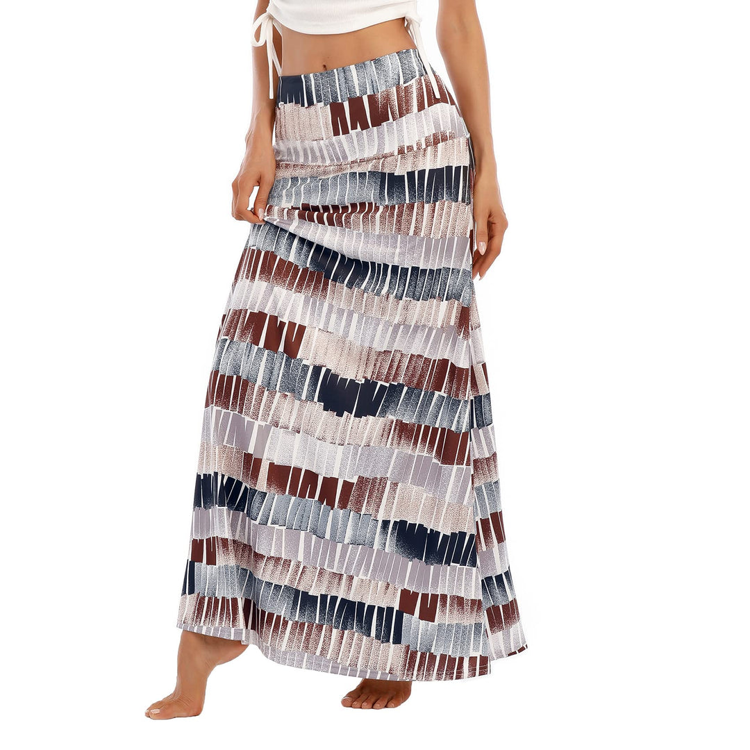 Durio Rock Maxirock Lang Damen Rock Weich Sommerrock Elegant Freizeitrock mit Hohem Bund Elastisch S