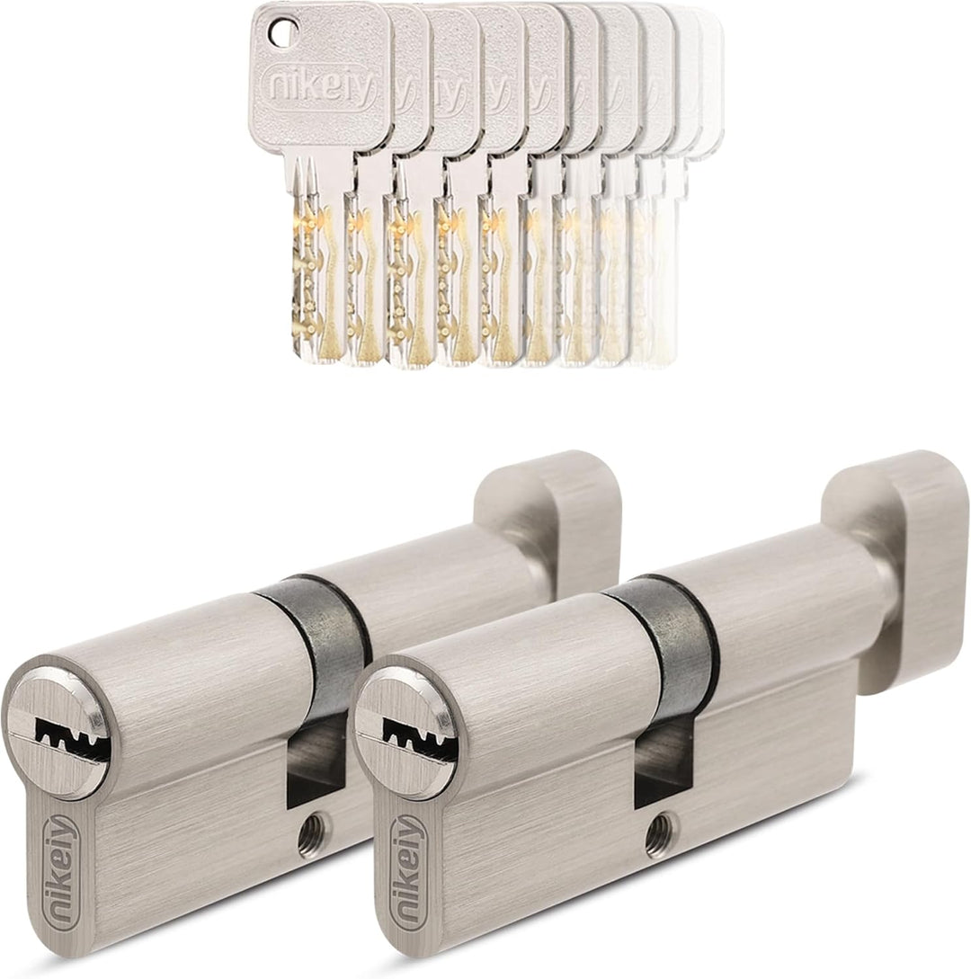 GERCAR Pro 2x Knaufzylinder 30/30 gleichschliessend Set 2 Schliesszylinder mit Knauf inkl. 10 Schlüs