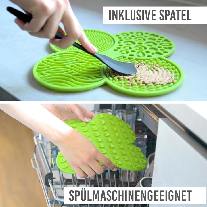 Schleckmatte für Hunde I Lebensmittelecht vom TÜV SÜD geprüft I 23x23 cm I 2 Stück + Spatel I Hundel