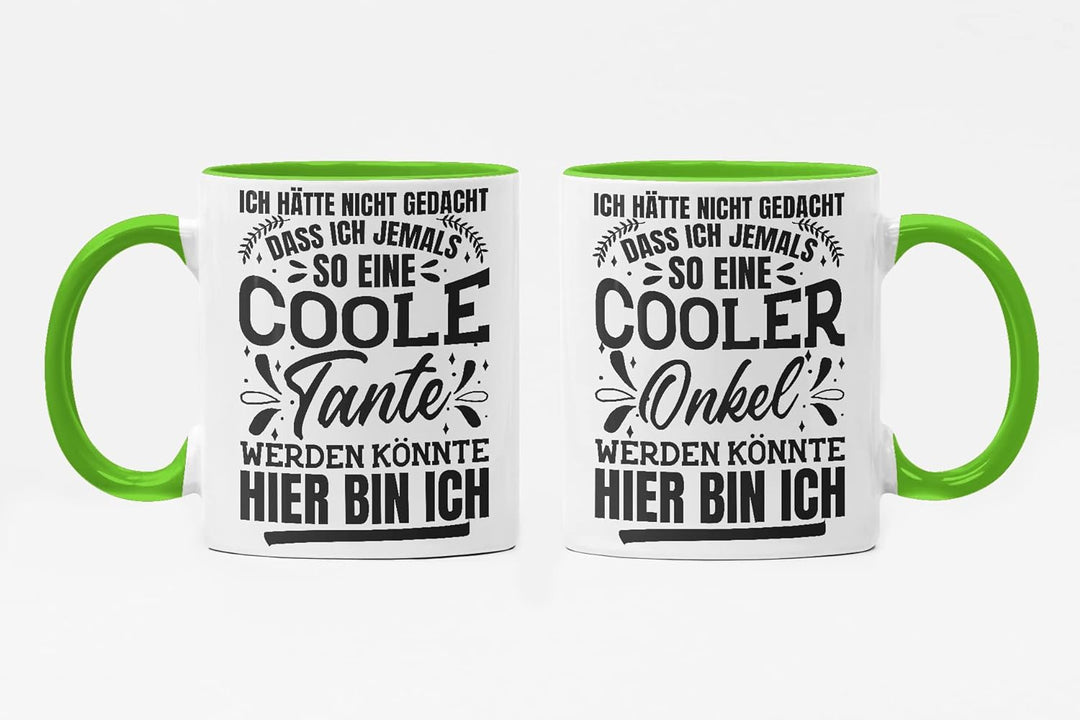 Trendation - Beste Tante und Onkel Geschenk Tasse Set Kaffeetassen Geschenke Weihnachten (Grün), Grü