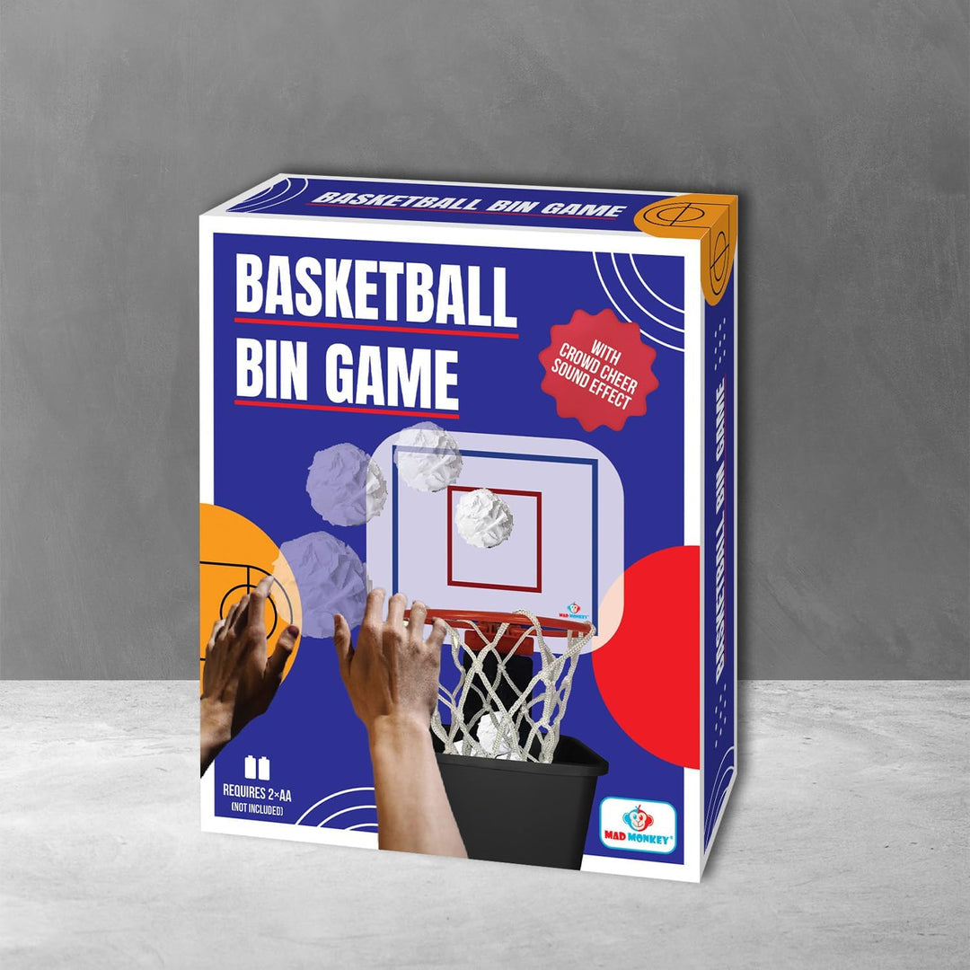 Mad Monkey Basketballkorb Mülleimer - Lustiger Papierkorb für Jugendzimmer oder Büro - Basketball Mü