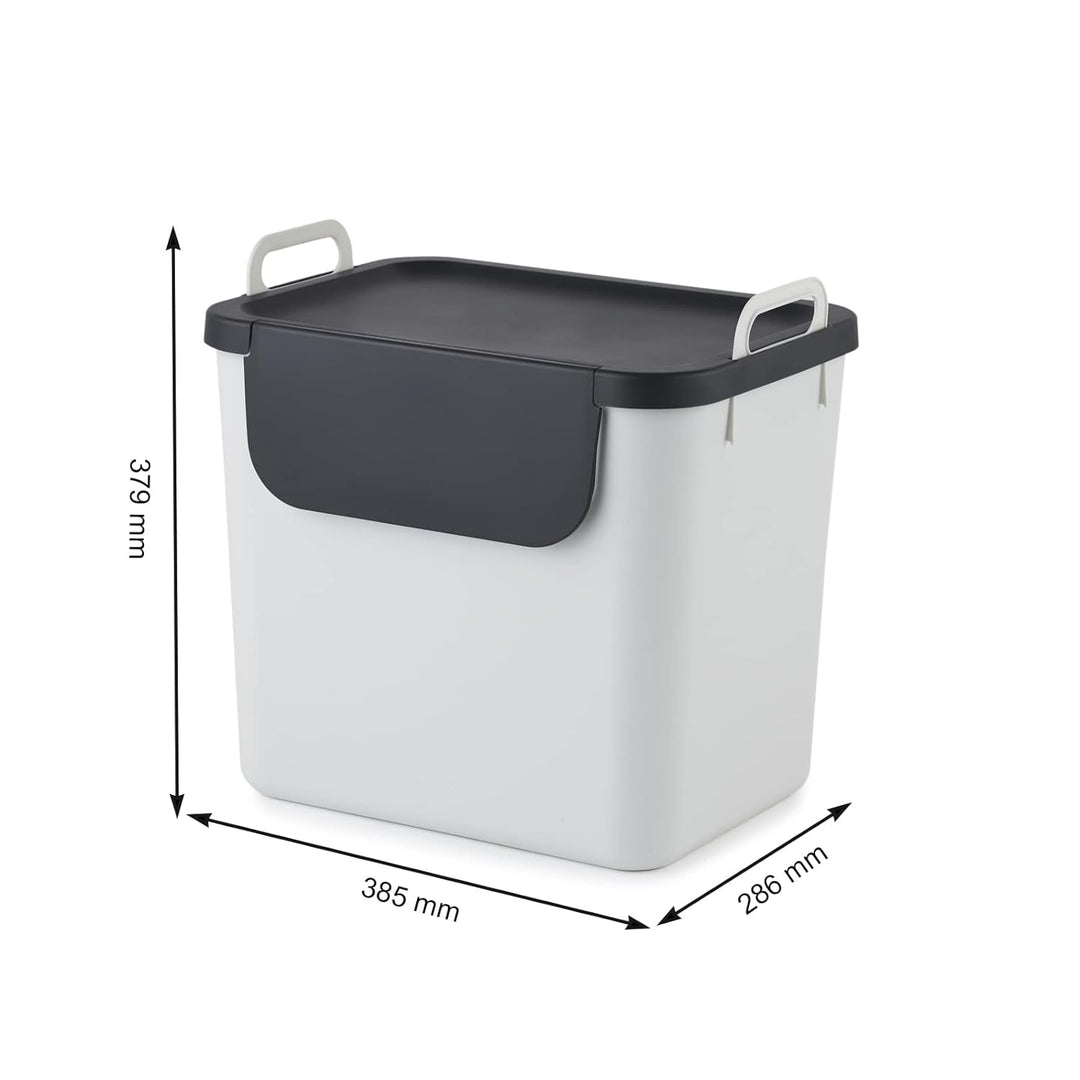 Jive 3er-Set Mülltrennsystem Küche, Kunststoff (PP recycelt), dunkelgrau/Weiss/türkis, 3 x 30l, (39,