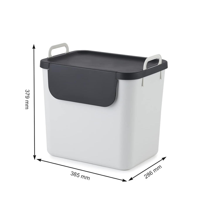 Jive 3er-Set Mülltrennsystem Küche, Kunststoff (PP recycelt), dunkelgrau/Weiss/türkis, 3 x 30l, (39,