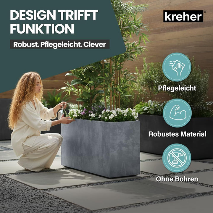 Kreher XL Pflanzkasten Millennium in verschiedenen Formaten und Farben. Tolle Naturstein Optik in Br