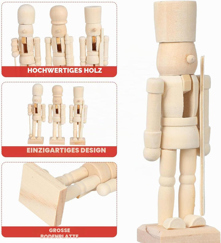 MAGICLULU 3 Stück Weihnachts-Nussknacker Aus Holz Unvollendet Nussknacker Aus Holz Zum Bemalen Unbem