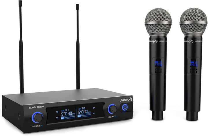 Audibax Sidney 1250 B Micrófono Doble Mano Profesional UHF Frecuencia B + Maleta