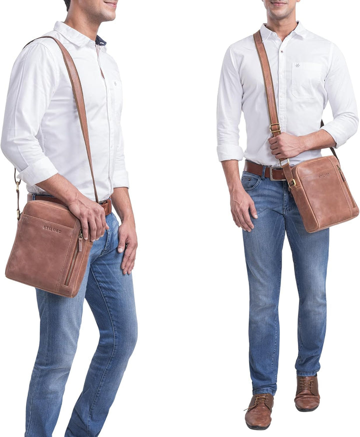 STILORD 'Clint' Schultertasche Herren klein Leder Tablet-Tasche zum Umhängen Herrenhandtasche Echtle
