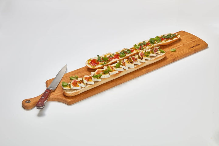 smokemax® XL - Long Version Servierbrett (ca. 100x22x2cm), Schneidebrett, Designbrett aus Bambusholz
