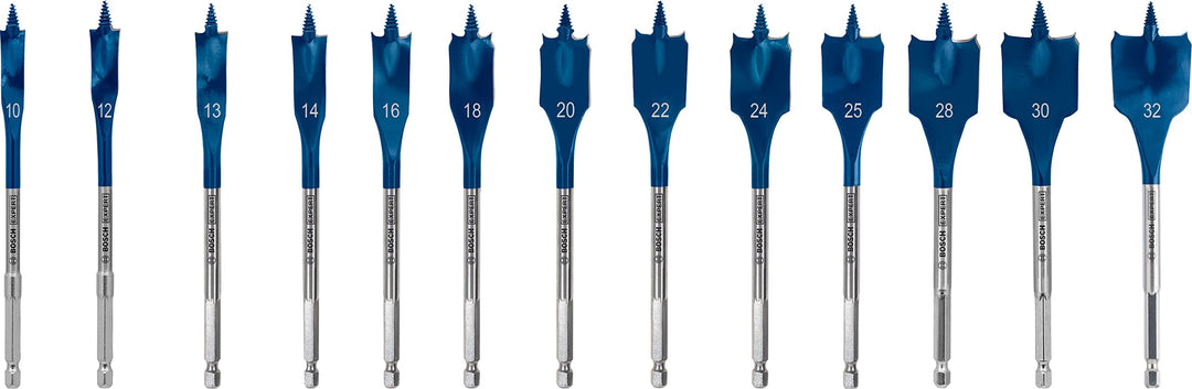 Bosch Accessories 13x Expert SelfCut Speed Flachfräsbohrer Set (für Weichholz, Grobspanplatte, Ø 10-