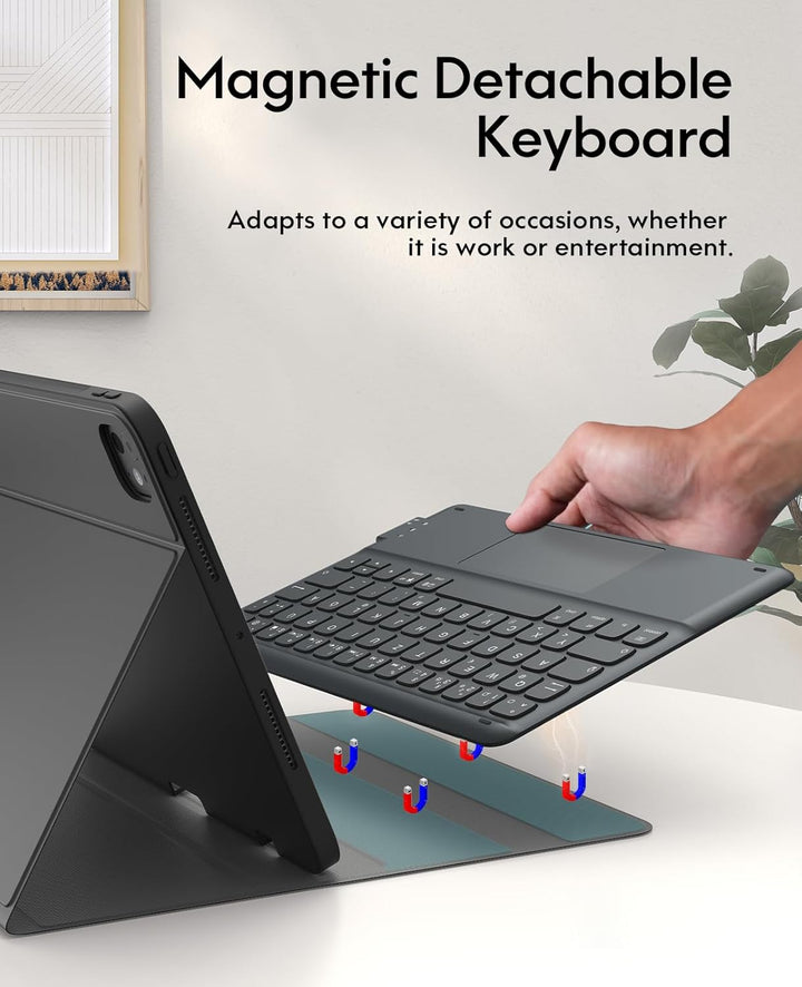 Earto Nur für iPad Pro 2024 Hülle mit Tastatur 11 Zoll, Multi Touch Trackpad, 19 mm Breites Tastenka