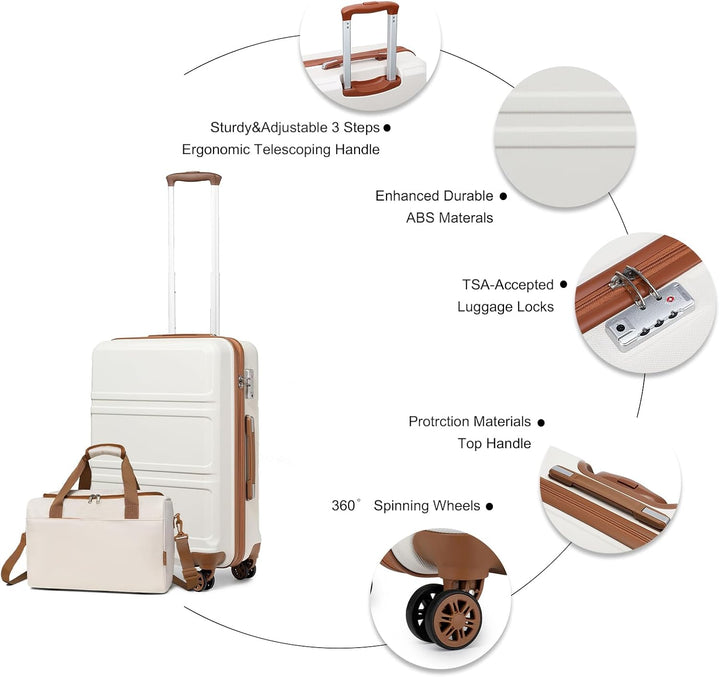 KONO 55cm Handgepäck-Koffer Trolley Set 2 Teilig Gepäcksets, Kleiner Koffer mit Rollen Handgepäck Se
