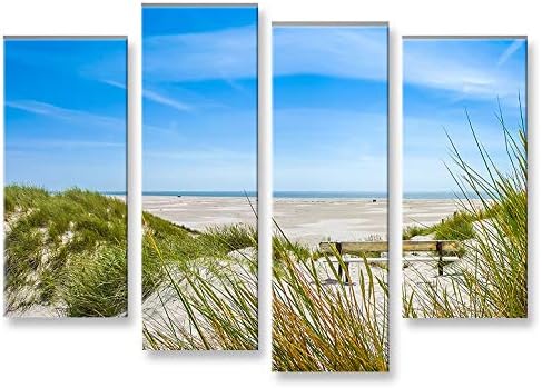 islandburner Bild Bilder auf Leinwand Nordsee Strand 4er XXL Poster Leinwandbild Wandbild Dekoartike