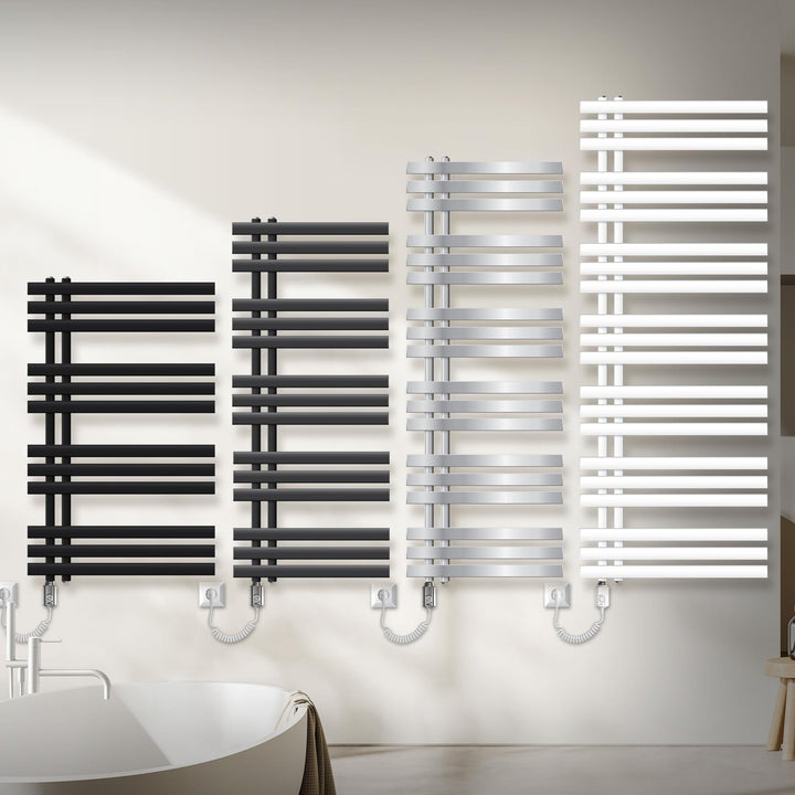 ECD Germany Iron EM Design Badheizkörper Elektrisch mit Heizstab 1200 W - 500 x 1200 mm - Chrom - De