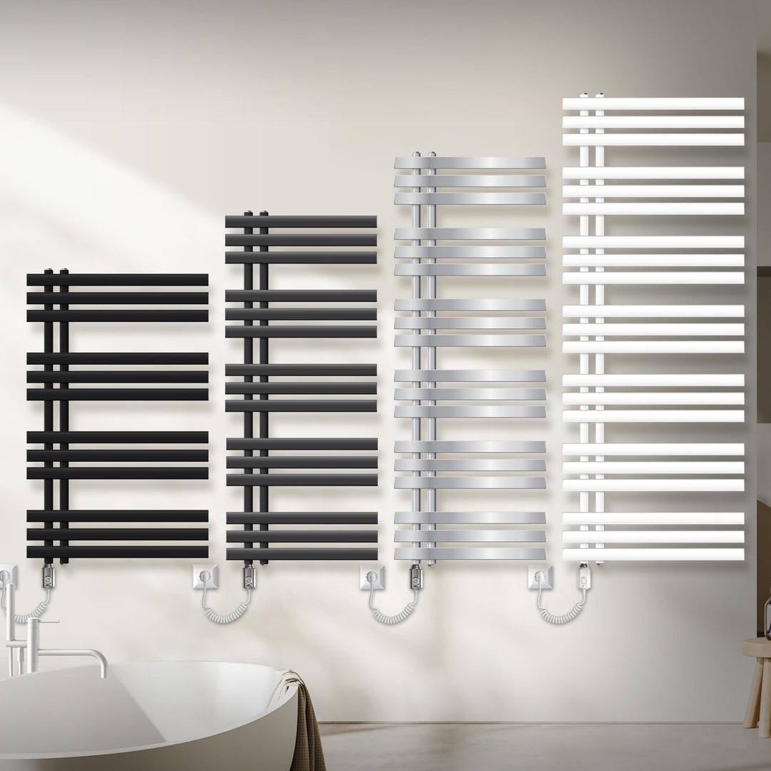 ECD Germany Iron EM Design Badheizkörper Elektrisch mit Heizstab 1200 W - 500 x 1400 mm - Weiss - De