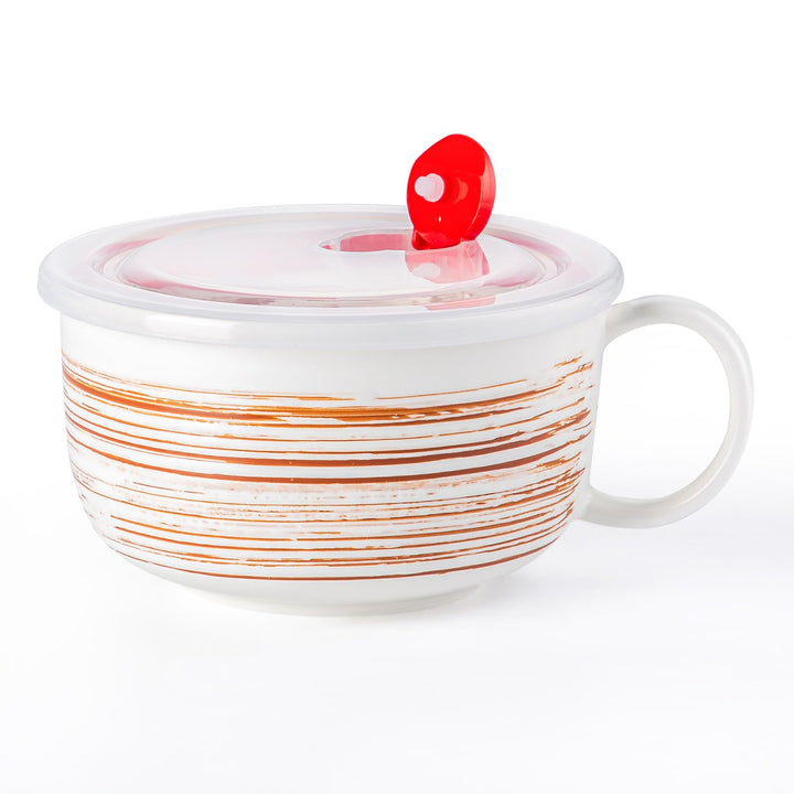 YUN TAO Keramik Suppenschalen 1065 ml mit henkel und Deckel, Küchenschalen Set für Salat, Ramen, Ser