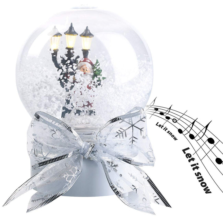 infactory Schneekugeln: Schneekugel mit singendem Weihnachtsmann, berührungsaktiv, LED-Laterne (Schn