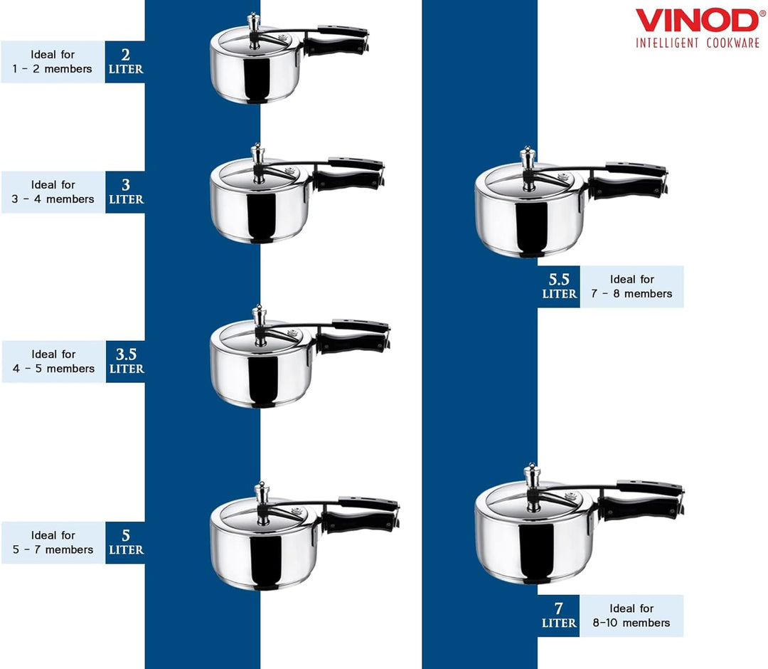 Vinod Pressure Cooker 3 Liter Edelstahl Schnellkochtopf, induktionsgeeignet hochwertiger Dampftopf z