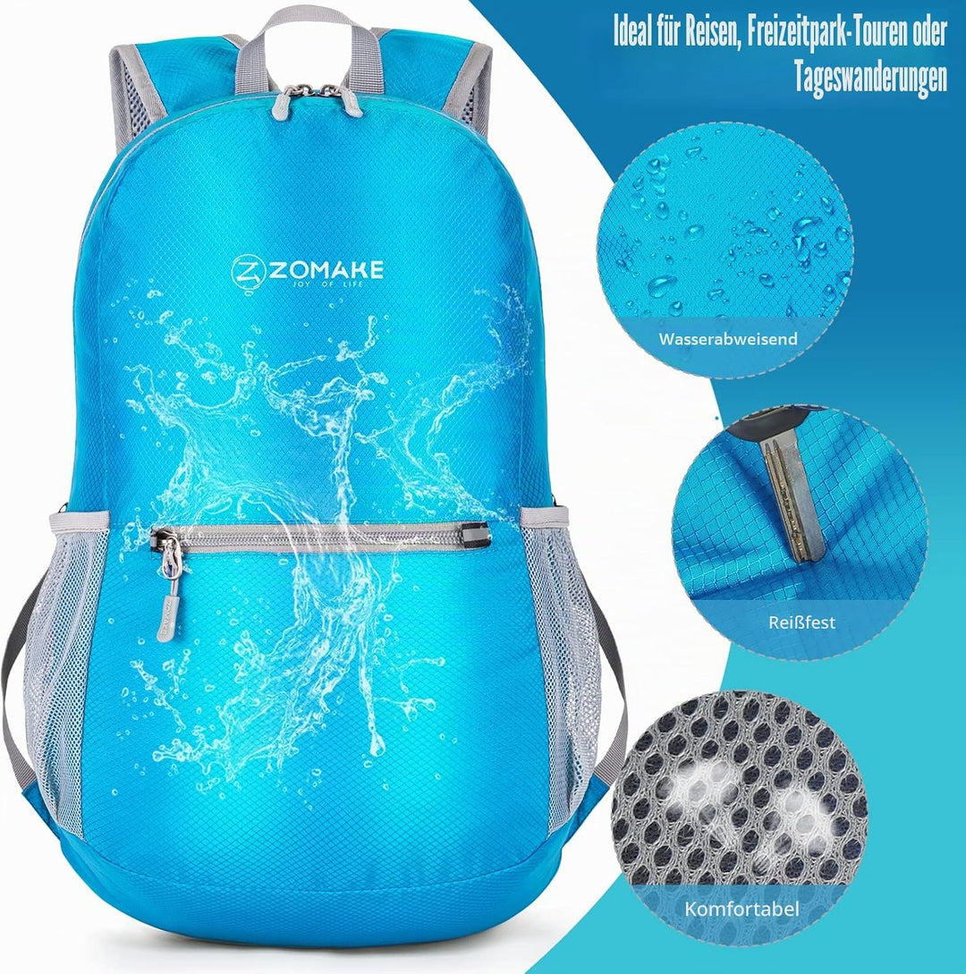 ZOMAKE Ultraleicht Faltbarer Rucksack Packbare Backpacks 20 L, Kleiner Faltbar Rucksäcke Wanderrucks