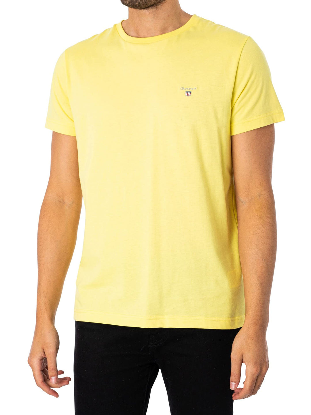 GANT Halbarm T-Shirt Regular Fit Baumwolle Logo-Stick weiss Clear Yellow S, Clear Yellow S