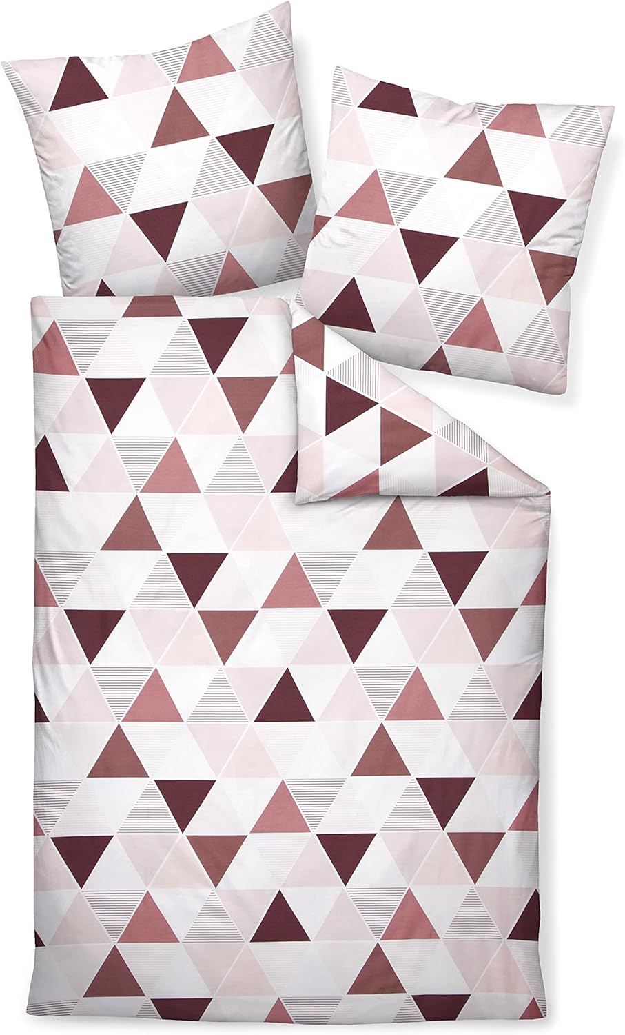 Janine Mako-Satin Bettwäsche J. D. 200x200 cm + 2X 80x80 cm rosé-Rosenholz-Koralle, 200x200 cm + 2x