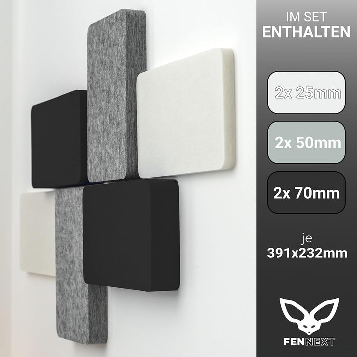 FENNEXT® Schallabsorber Wand Paneele [6 Stk.] für spürbar reduzierte Geräusche I Modernes Akustikbil