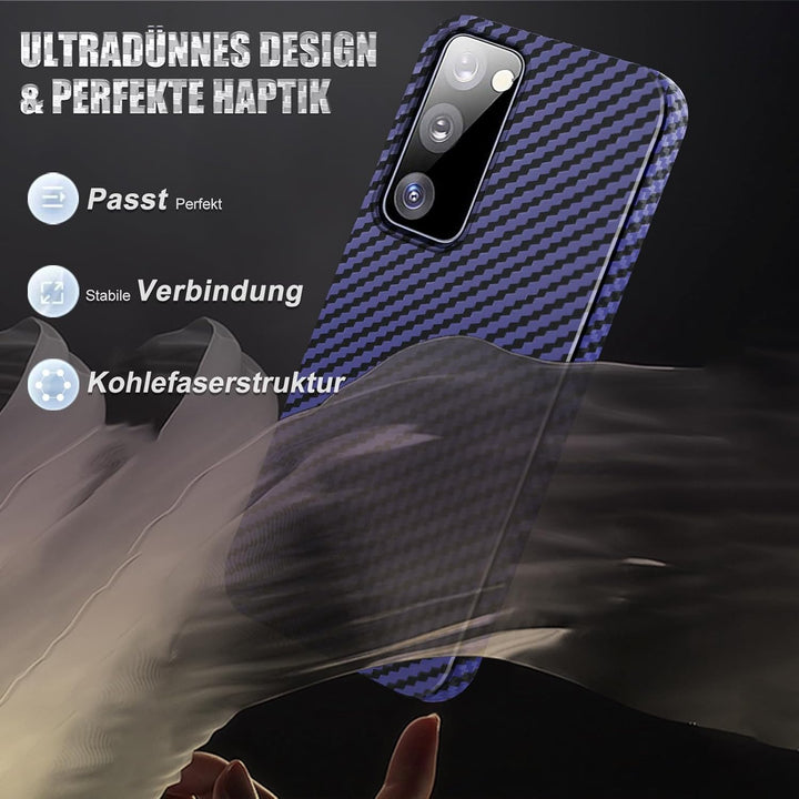 für Samsung S20 FE Hülle Carbon mit Schutzfolie Handyhülle S20 FE 5G Hart Case Ultra dünn Hybrid PC