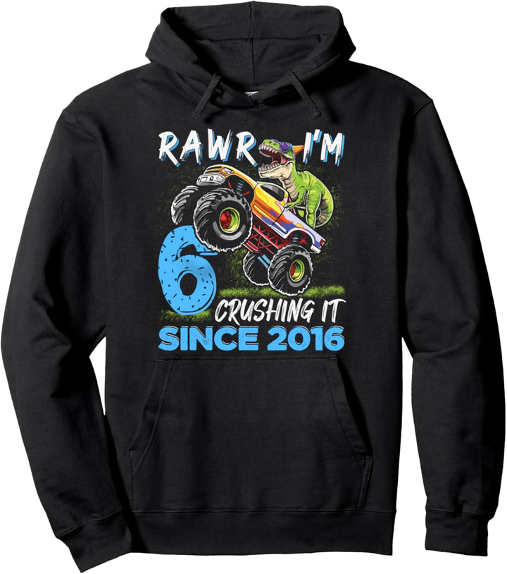 Rawr I'm 6 Monster Truck Dinosaurier 6. Geburtstag Party Jungen Pullover Hoodie