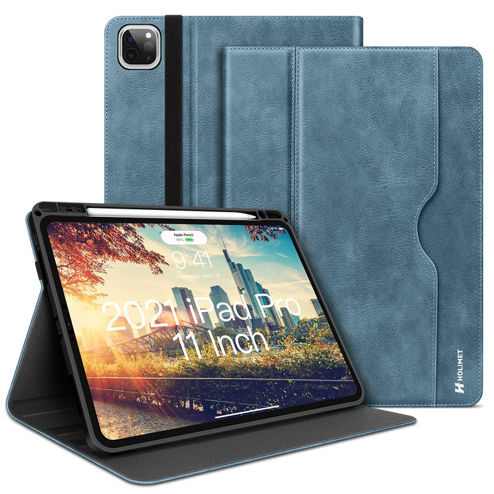 HOLIMET iPad Pro 11 Hülle 2022 4./3./2. Generation Hülle 2021/2020 mit Stifthalter, PU-Leder Schutzh