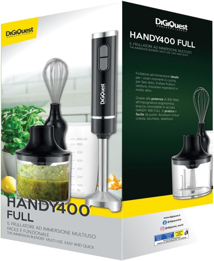 Frullatore Ad Immersione Multiuso - Handy 400 Full - 3 in 1 Digiquest