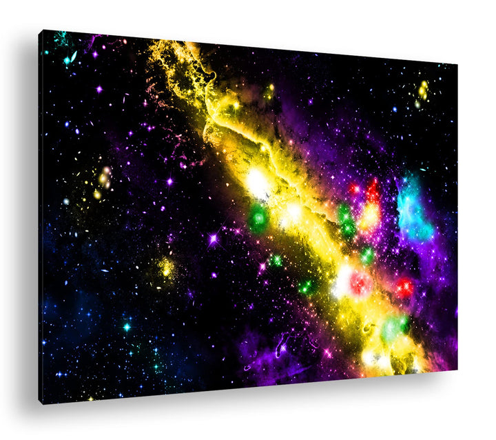 deyoli atemberaubende bunte Galaxie im Format: 80x60 als Leinwandbild, Motiv fertig gerahmt auf Echt