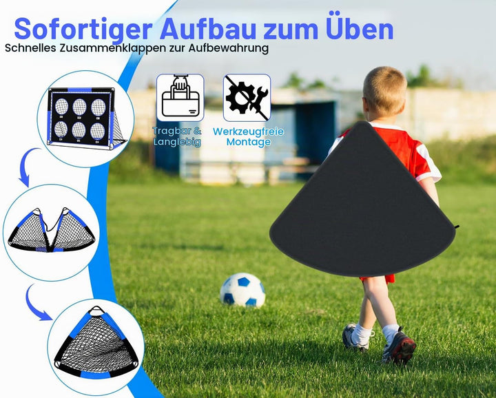Fussballtore für Garten Kinder - 2-in-1 Fussballtor Kinder Outdoor Einzeltor - Faltbares Fussballtor