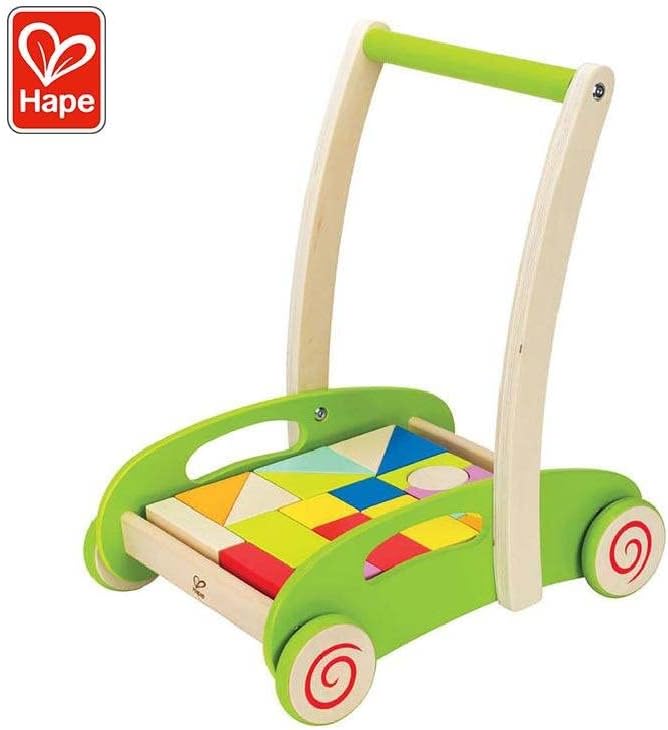 Hape E0371 Block and Roll - Wooden Block Activity Push Along Toy