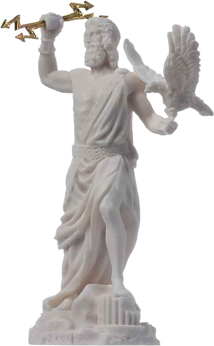Zeus griechischer Gott Jupiter Donner Statue Figur Alabaster 18 cm