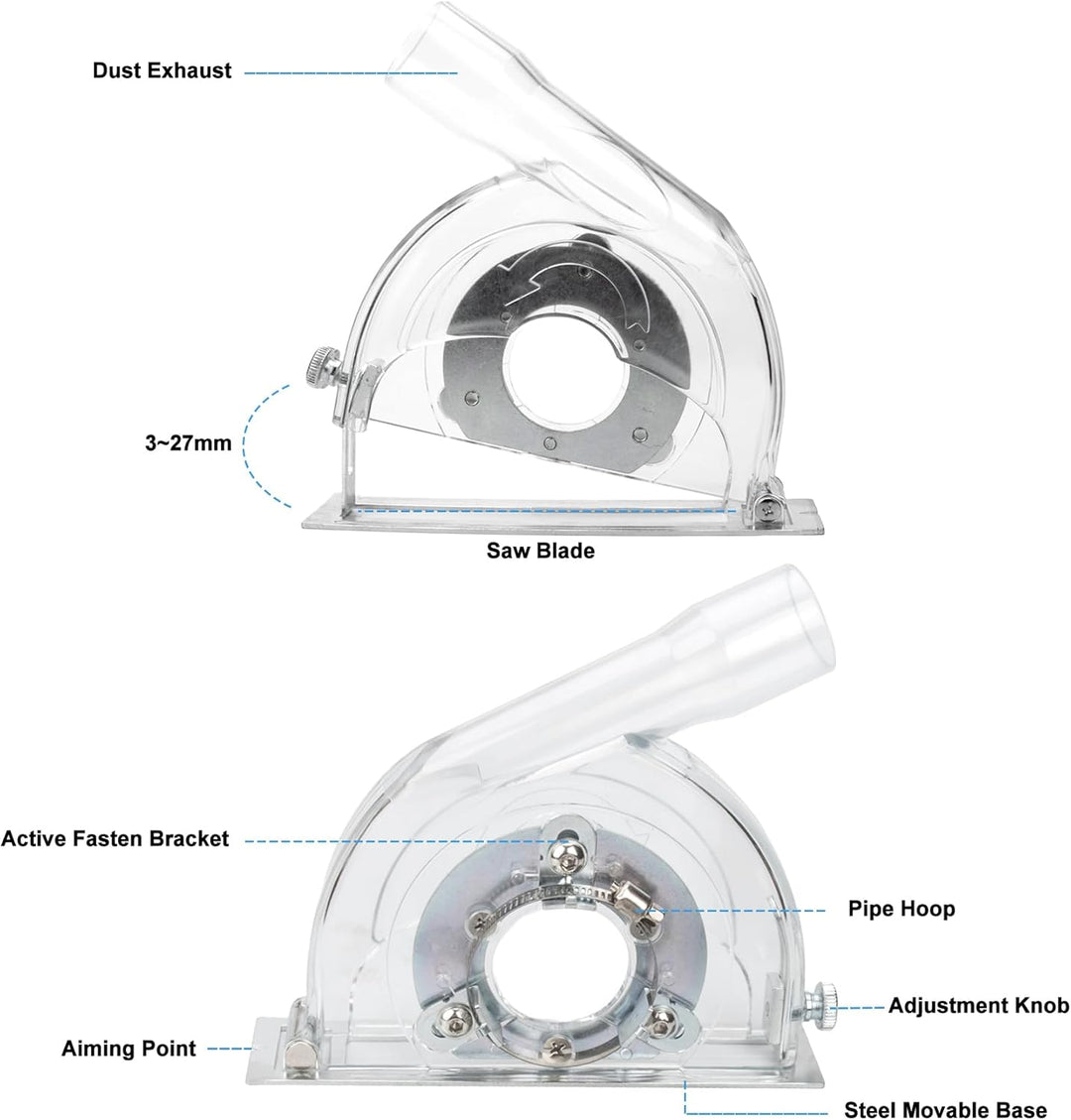 11,4 cm bis 12,7 cm Winkelschleifer, Staubschutz, transparenter Staubabsaugungs-Schneidschutz für 7,