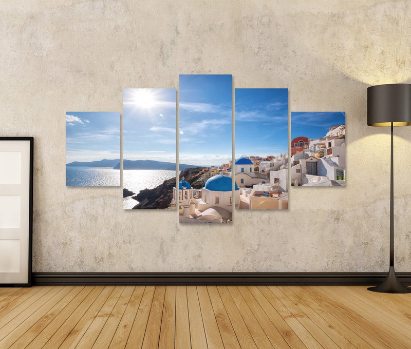 Bild auf Leinwand Oia Dorf In Santorini Island Griechenland Wandbild Poster Kunstdruck Bilder Format