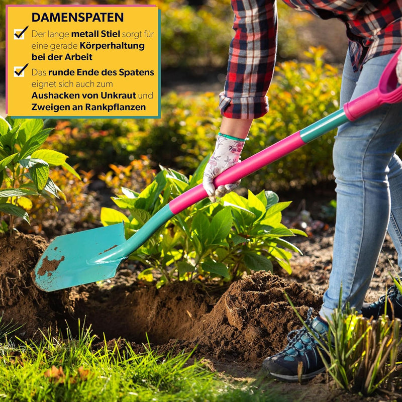 KADAX Gartenwerkzeug-Set, 4er Set, Metall Spaten, Rechen und Hacke, Gartenwerkzeug für Damen, Inclus