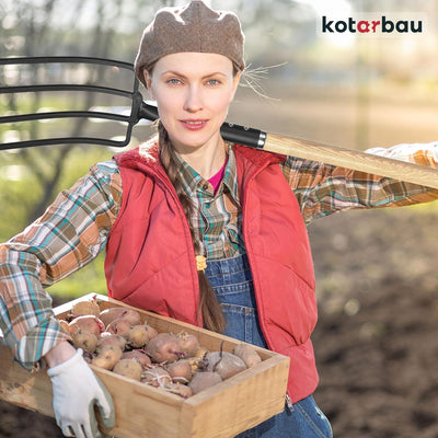 KOTARBAU® Mistforke 4 Zinken 115cm mit Metallstiel Flach für Garten und Landwirtschaft