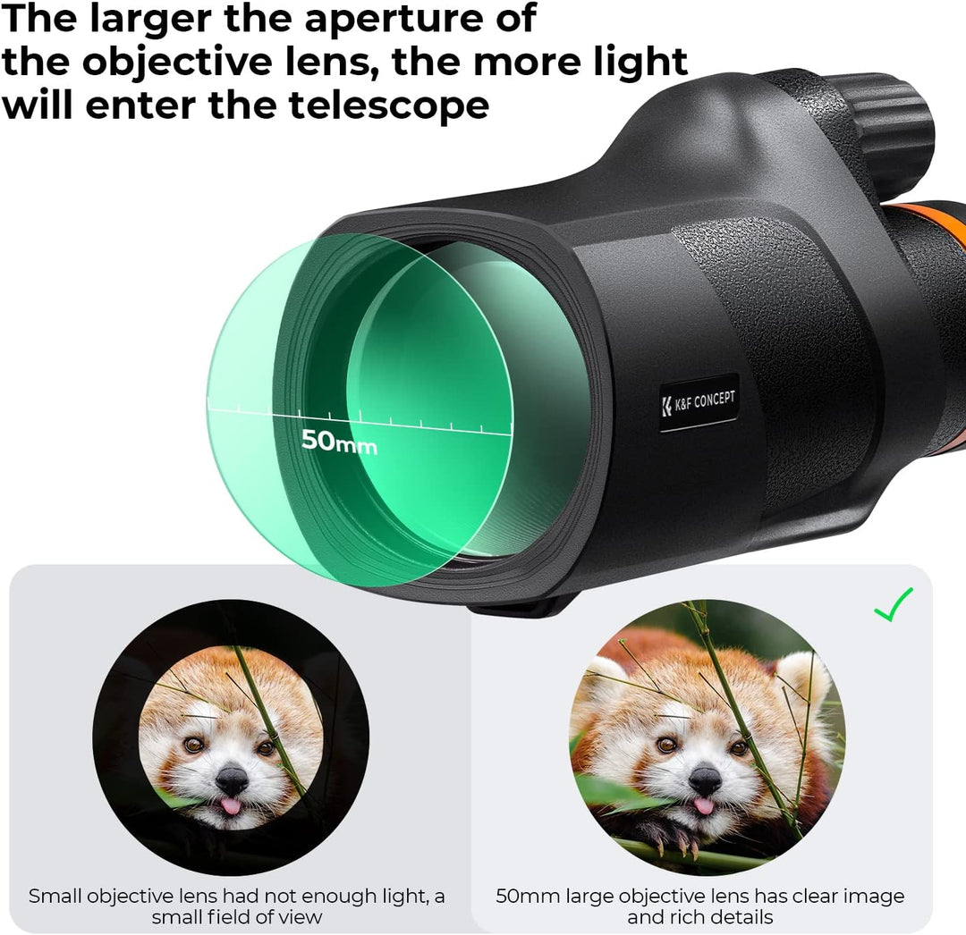 K&F Concept Monokular Teleskop 12x50 HD Handy Fernrohr Mit Arca-Schnittstelle für Vogelbeobachtung,