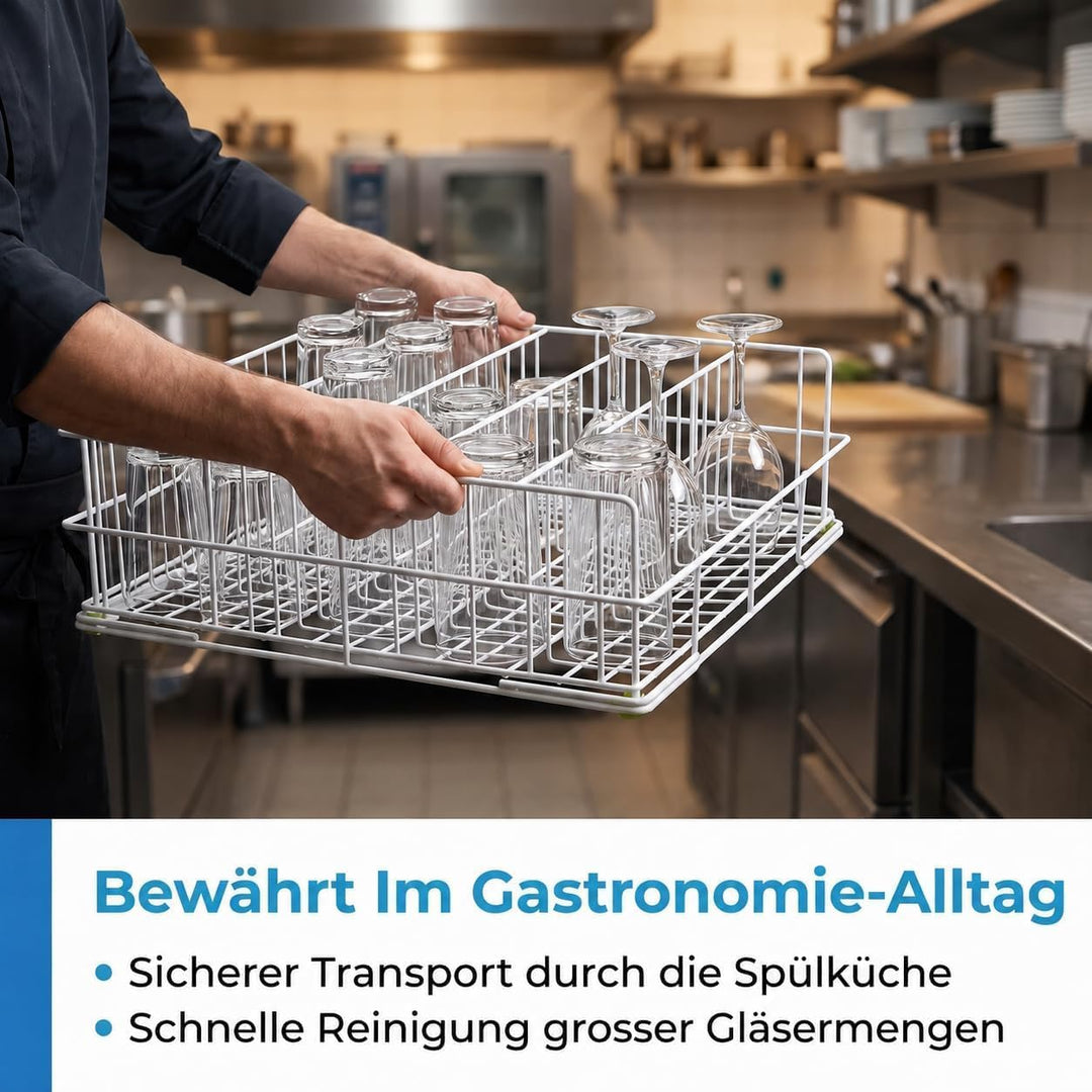 Spülkorb Drahtgitterkorb 500x500 mm - 4 Reihen Gastronomie Professional Gläserspülkorb vers. Grössen