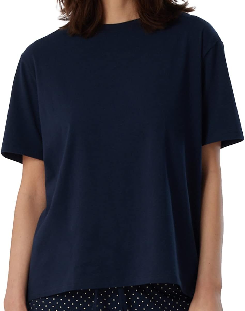 Schiesser Damen Schlafshirt kurzarm Baumwolle - Mix + Relax 46 Grosse Grössen Dunkelblau_179267, 46