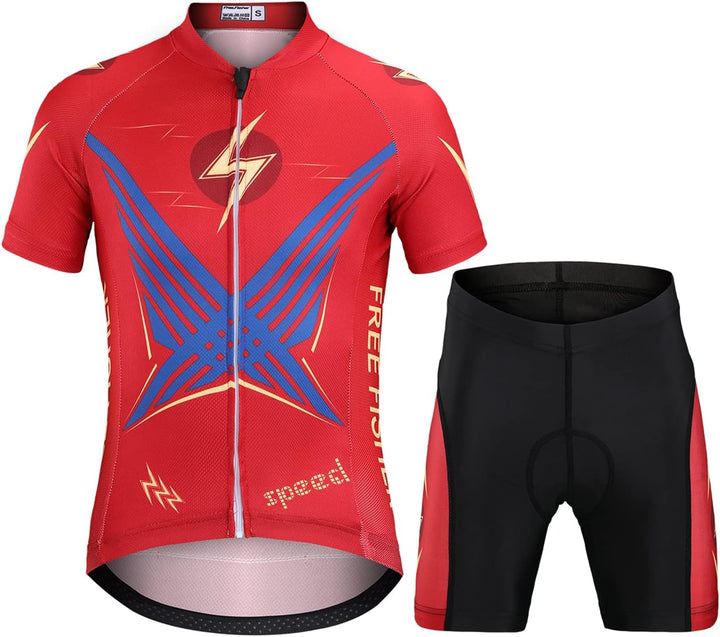 Kinder Jungen Radtrikot Set Mädchen Fahrrad Trikot Kurzarm &amp; Radhose mit Sitzpolster Radsport Anzüge